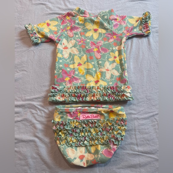 RuffleButts Short Sleeve Rash Guard Bikini - Picture 2 of 6